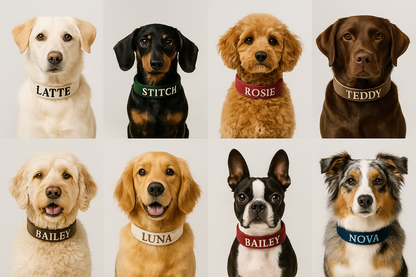 Custom Embroidered Velvet Dog Collar with Name – Adjustable & Soft | PetyzPaws