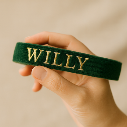 Custom Embroidered Velvet Dog Collar with Name – Adjustable & Soft | PetyzPaws