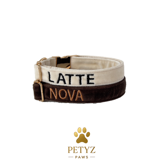Custom Embroidery Dog Collar by PetyzPaws - Velvet Quality