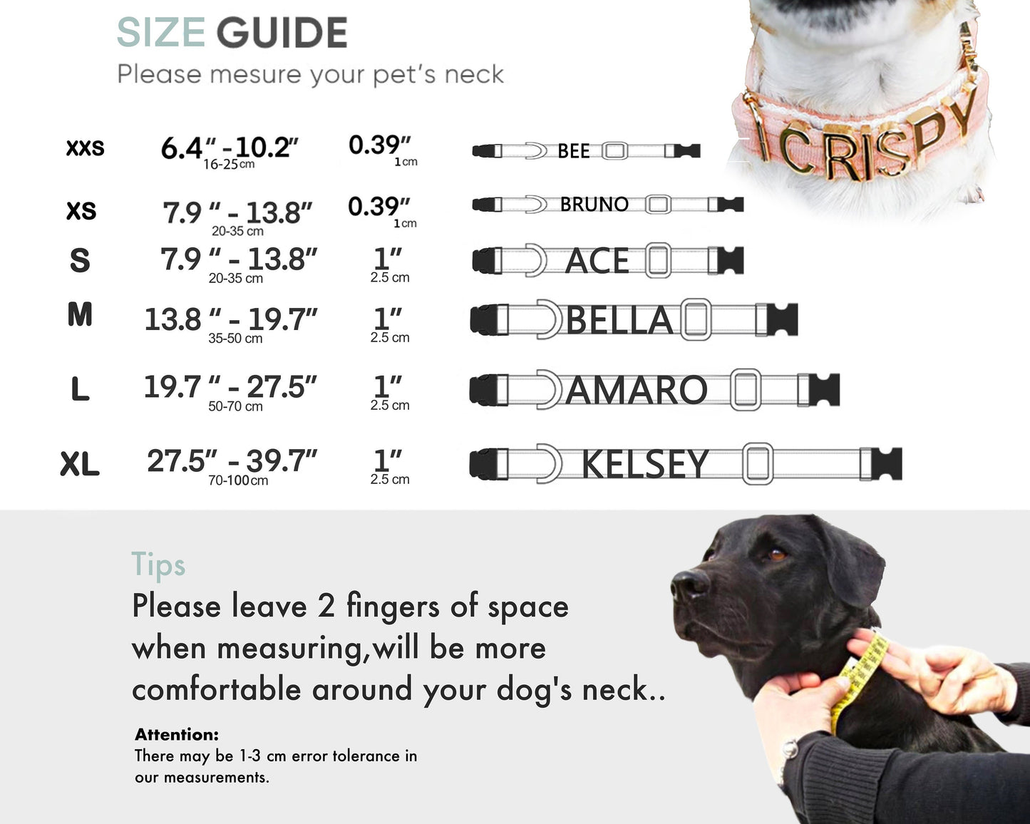 Personalized Dog Collars with Metal Letter Name, Female Dog Collars with Name, Pet Accessories, Pet Nameplate Dog Collar Custom Name Tag - PetyzPaws
