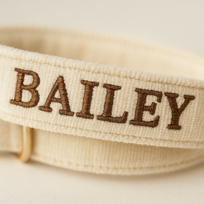 Custom Embroidered Velvet Dog Collar with Name – Adjustable & Soft | PetyzPaws